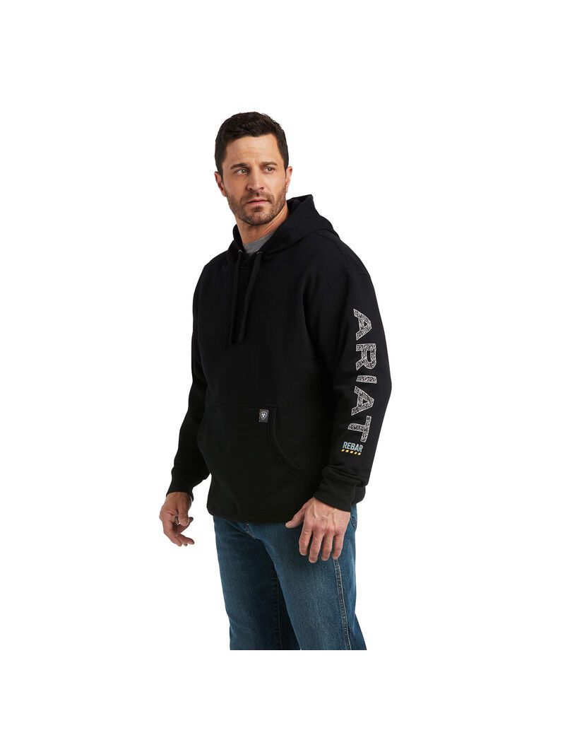 Sweat à Capuche Ariat Rebar Roughneck Pullover Noir Homme | UPD-84856591