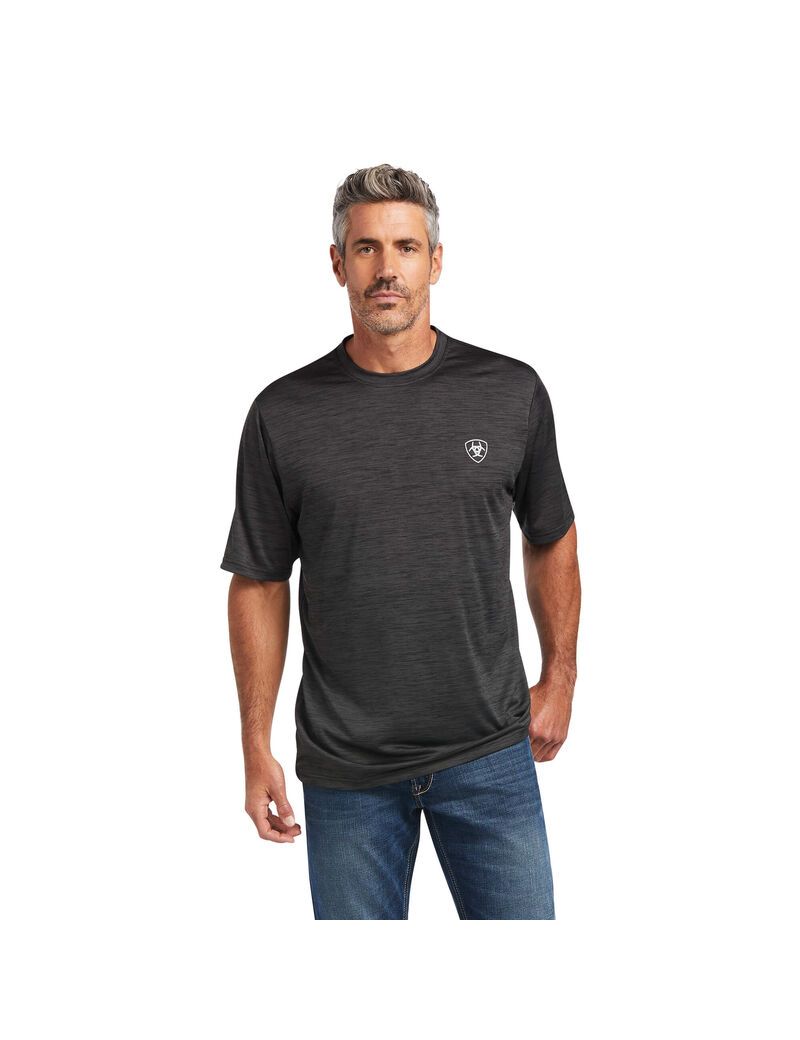 T Shirts Ariat Charger Vertical Flag Tee Grise Homme | PRC-00473904