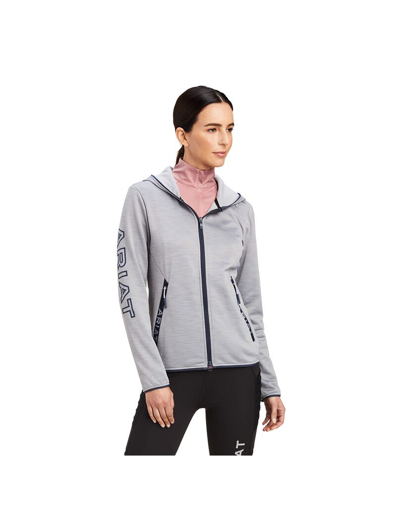 Sweat à Capuche Ariat Byron Full Zip Grise Femme | ESS-38365386