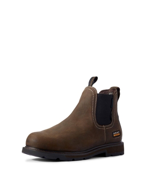 Bottines Chelsea Ariat Groundbreaker CSA Imperméables Steel Embout Travail Marron Foncé Homme | HAQ-93149965