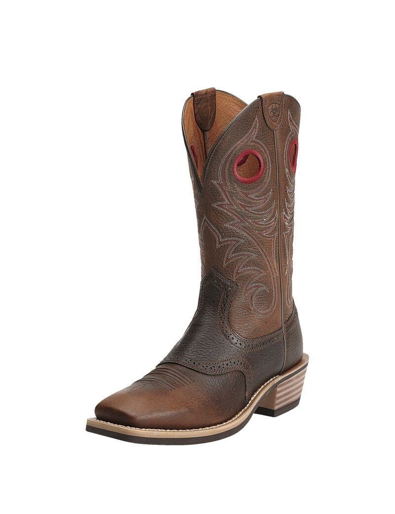 Bottes Western Ariat Heritage Roughstock Larges Square Embout Marron Homme | WCR-60581279