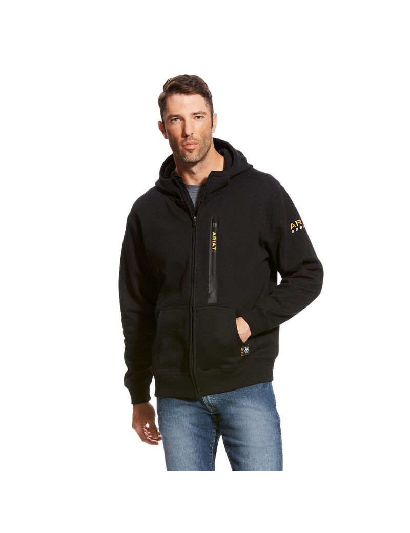 Sweat à Capuche Ariat Rebar Workman Full Zip Noir Homme | IPT-06521606