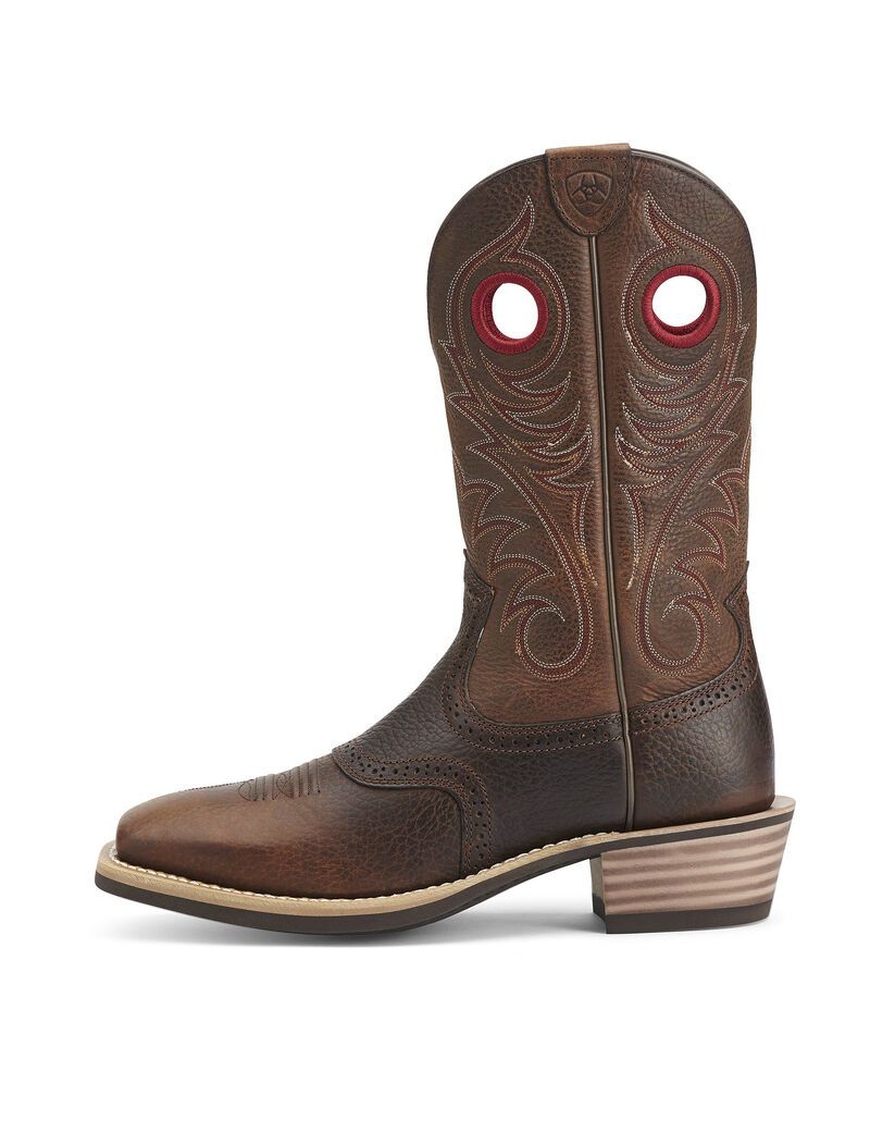 Bottes Western Ariat Heritage Roughstock Larges Square Embout Marron Homme | WCR-60581279