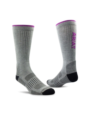 Vêtements De Travail Ariat High Performance Crew Tek Travail Socks 2 Pair Pack Grise Femme | FKI-80895494