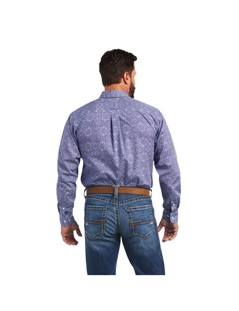 Chemises De Costume Ariat Wrinkle Free Slater Fitted Bleu Homme | VKF-12974448