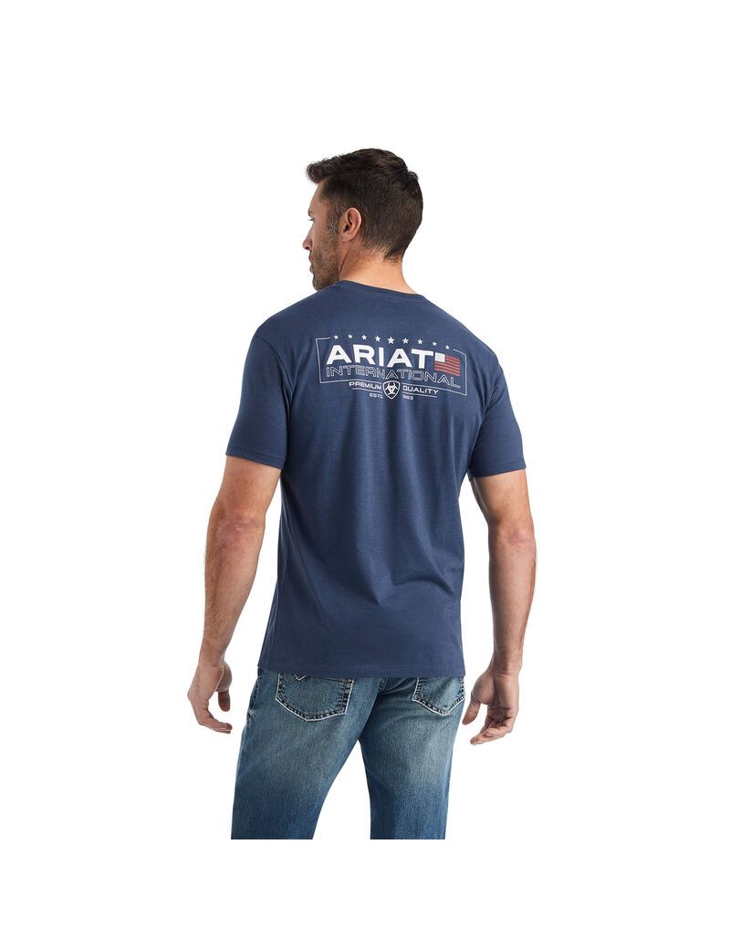 T Shirts Ariat Horizontal Bleu Marine Homme | DCR-97685545