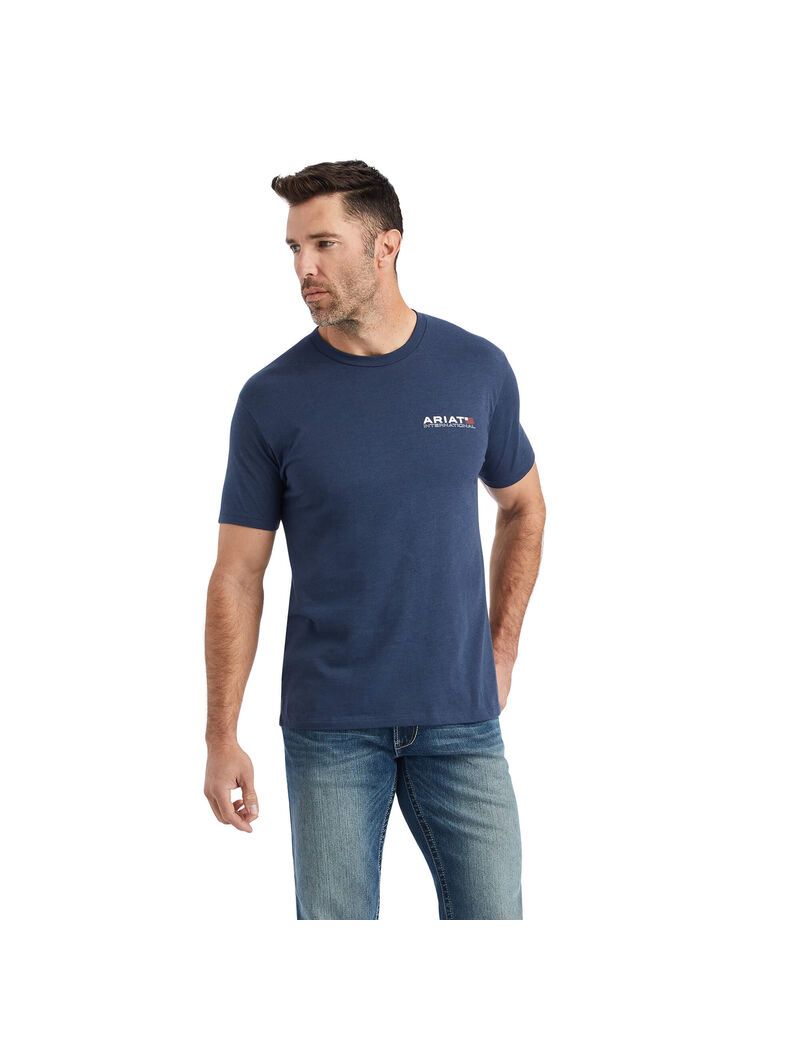 T Shirts Ariat Horizontal Bleu Marine Homme | DCR-97685545