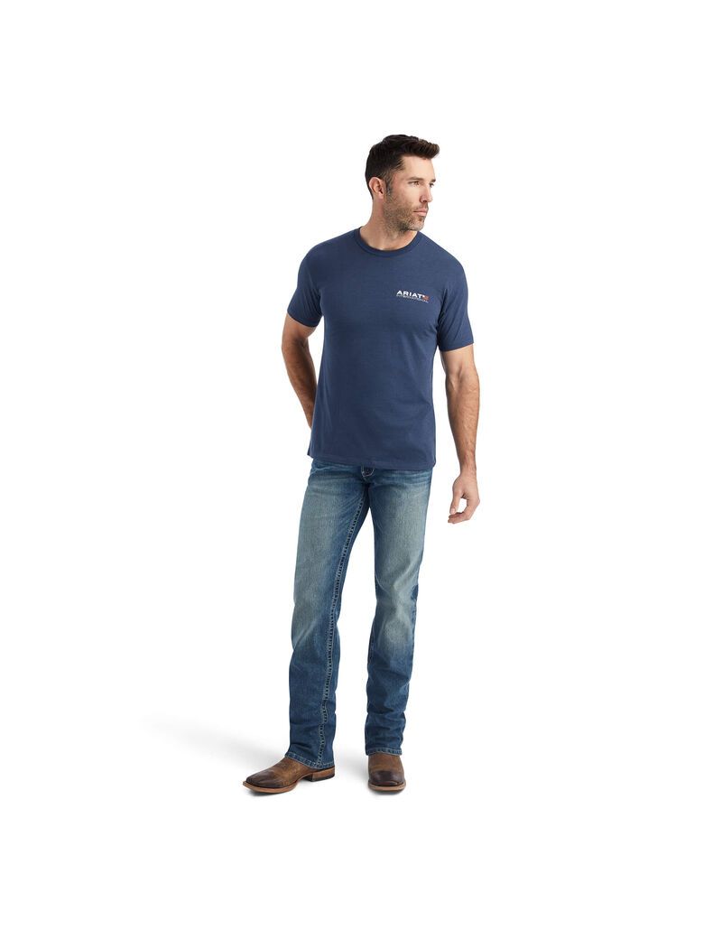 T Shirts Ariat Horizontal Bleu Marine Homme | DCR-97685545