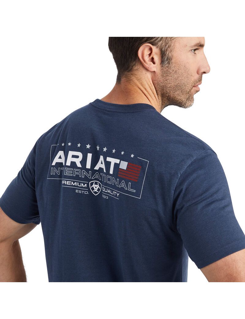 T Shirts Ariat Horizontal Bleu Marine Homme | DCR-97685545