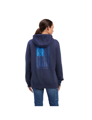 Vêtements De Travail Ariat Rebar Aztec Flag Graphique Hoodie Indigo Femme | TEC-01451159