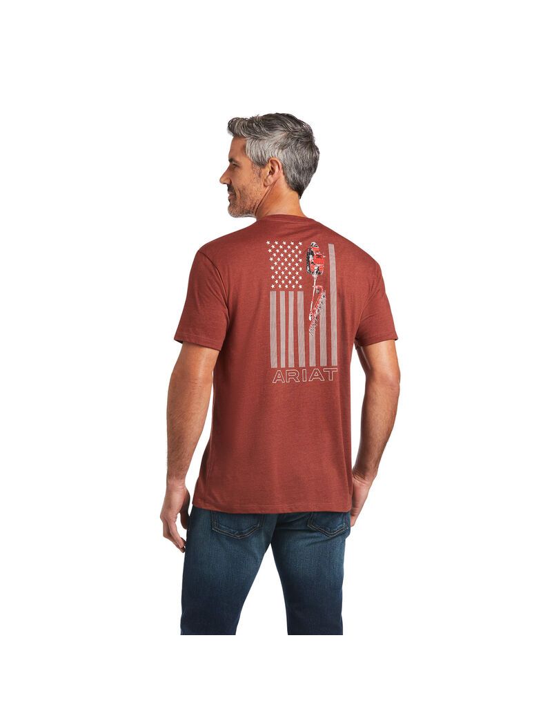 T Shirts Ariat Farm Rouge Homme | EQL-88189834