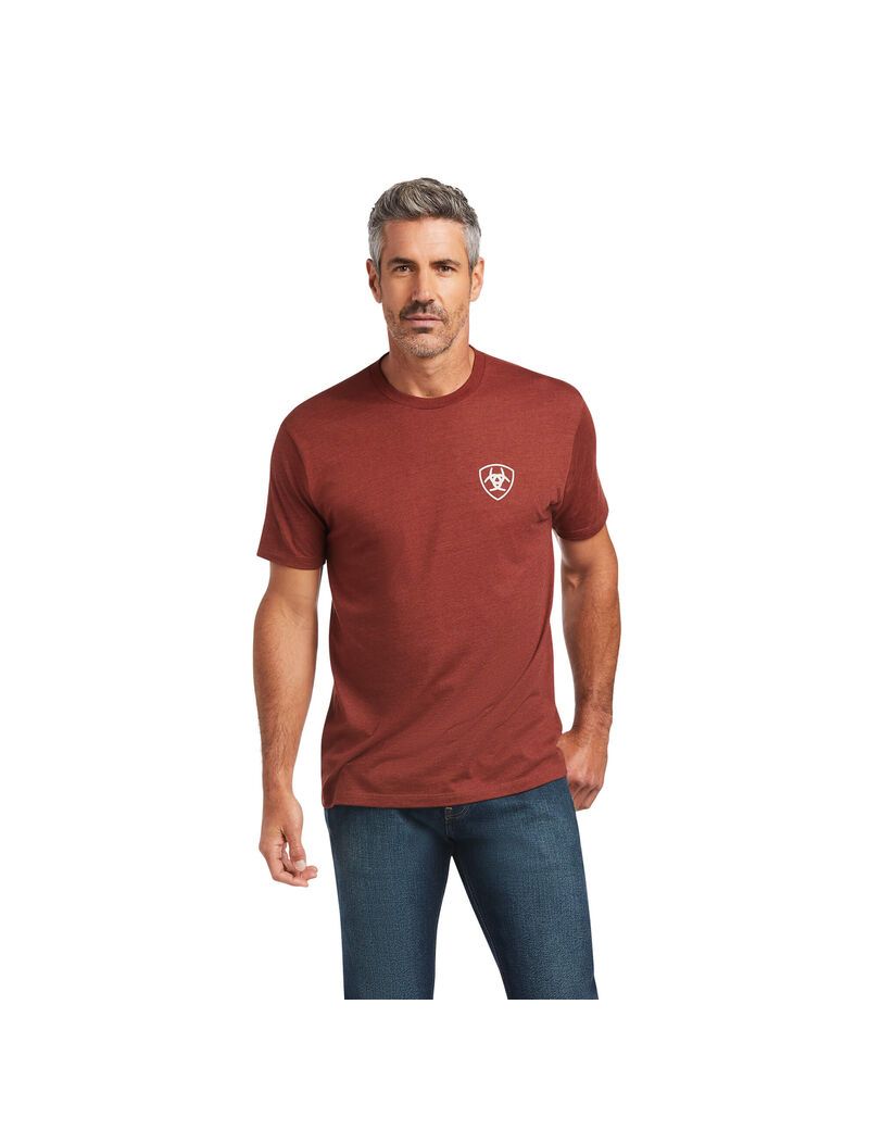 T Shirts Ariat Farm Rouge Homme | EQL-88189834