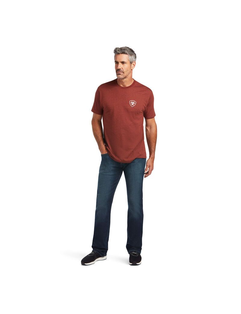 T Shirts Ariat Farm Rouge Homme | EQL-88189834