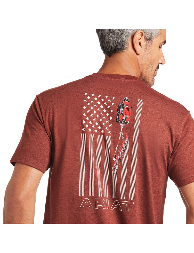 T Shirts Ariat Farm Rouge Homme | EQL-88189834