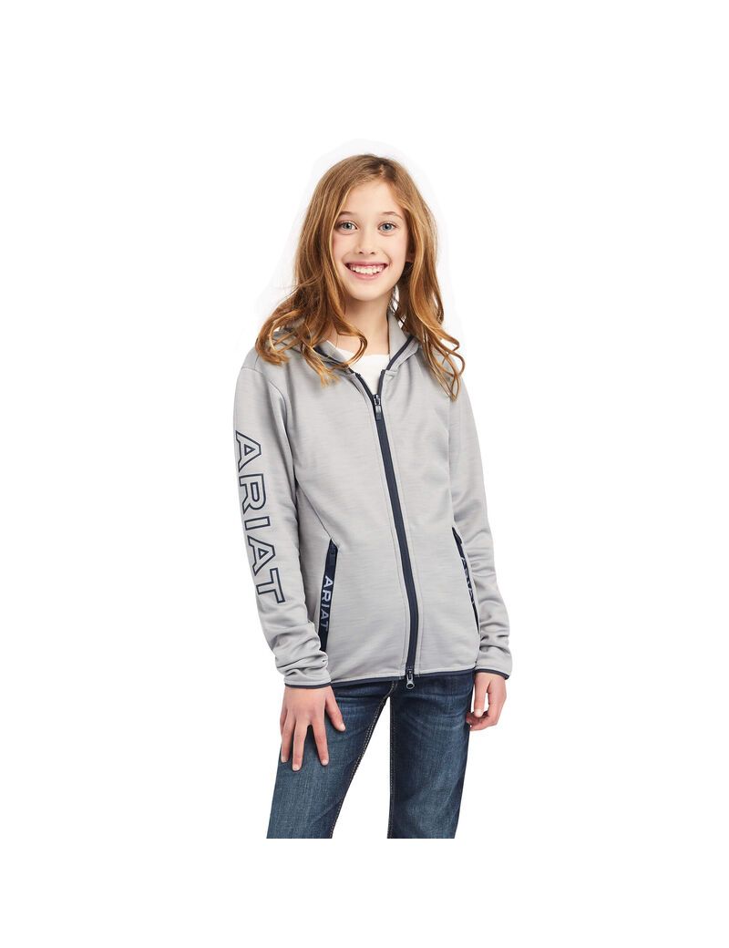 Sweat à Capuche Ariat Byron Full Zip Grise Enfant | MOH-50147187