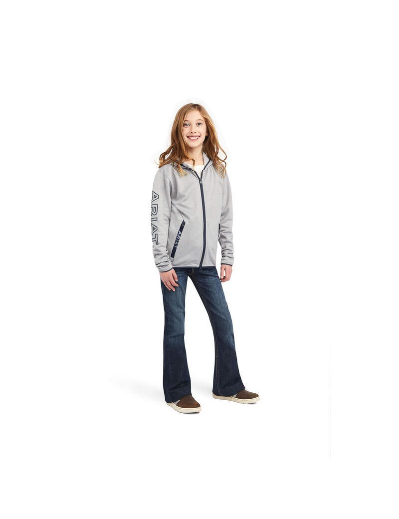 Sweat à Capuche Ariat Byron Full Zip Grise Enfant | MOH-50147187