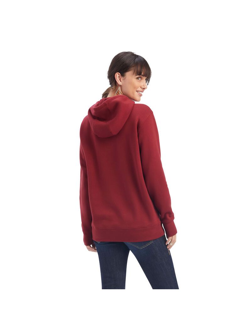 Sweat à Capuche Ariat REAL Beartooth Rouge Foncé Femme | YCS-19003876