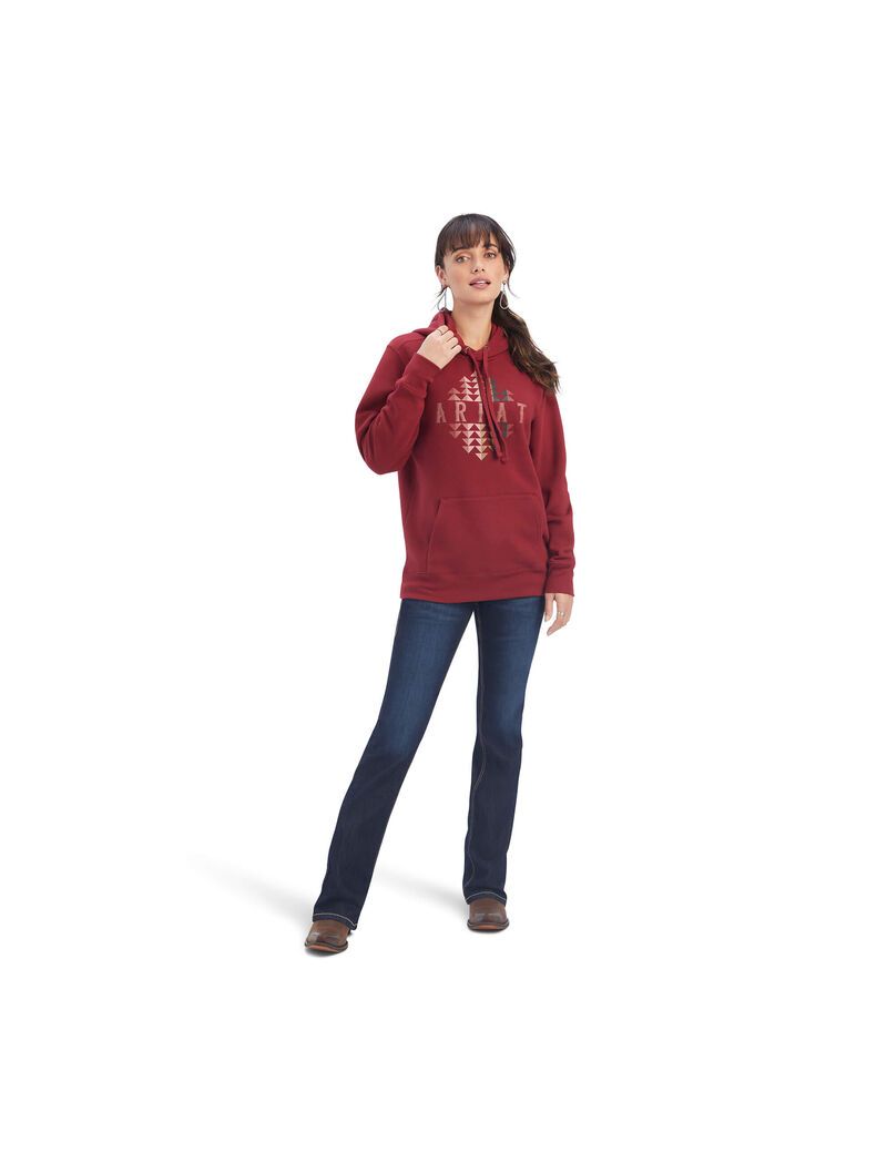 Sweat à Capuche Ariat REAL Beartooth Rouge Foncé Femme | YCS-19003876