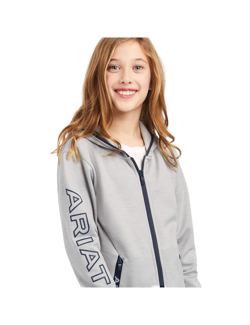 Sweat à Capuche Ariat Byron Full Zip Grise Enfant | MOH-50147187