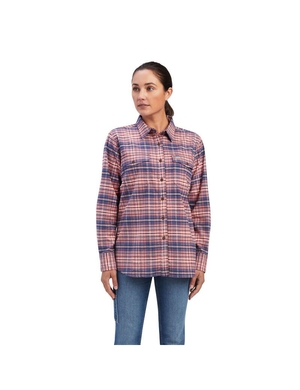 Vêtements De Travail Ariat Rebar Flannel DuraStretch Travail Shirts Rose Femme | IVK-93754664