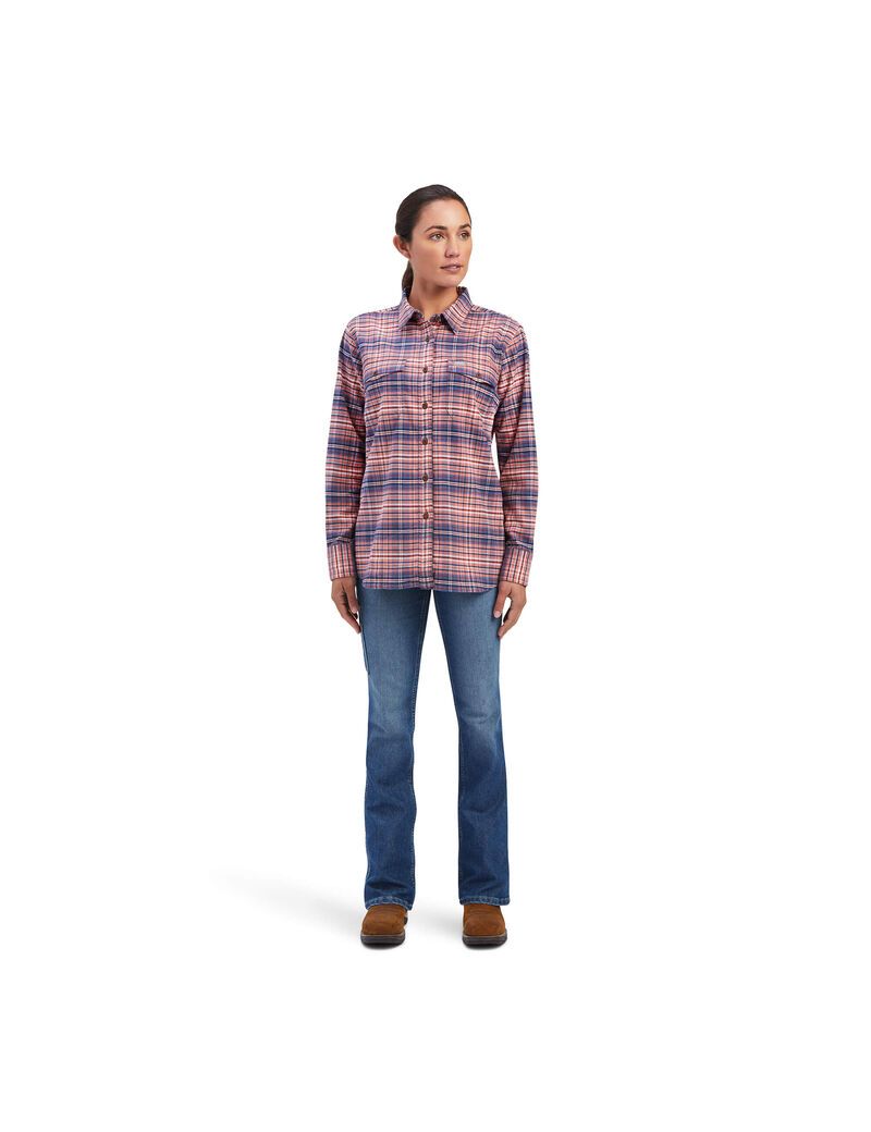 Vêtements De Travail Ariat Rebar Flannel DuraStretch Travail Shirts Rose Femme | IVK-93754664