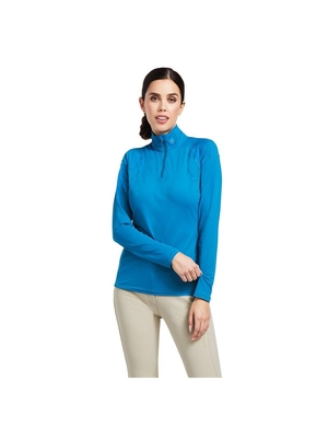 Hauts Ariat Auburn 1/4 Zip Bleu Femme | JVZ-73193876