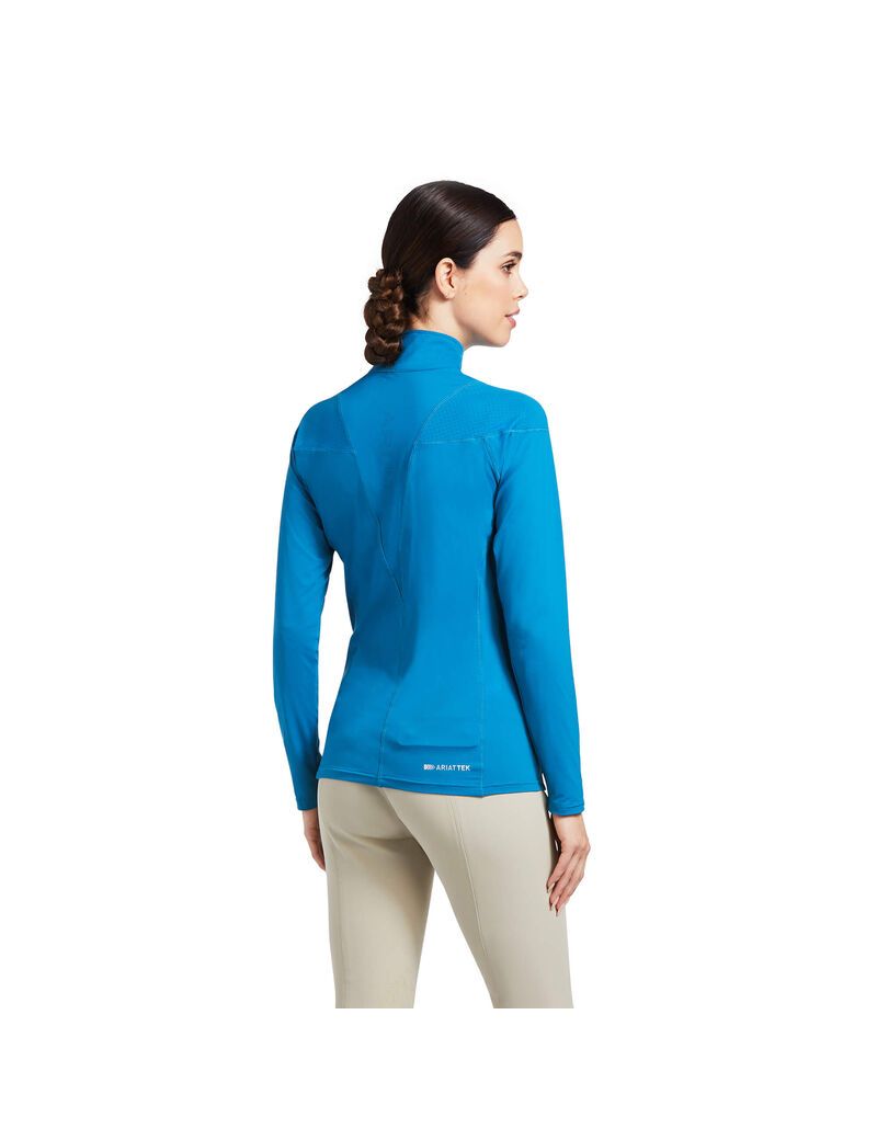 Hauts Ariat Auburn 1/4 Zip Bleu Femme | JVZ-73193876