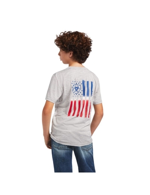 T Shirts Ariat Charger Patriotic Tee Grise Enfant | JDG-80012003