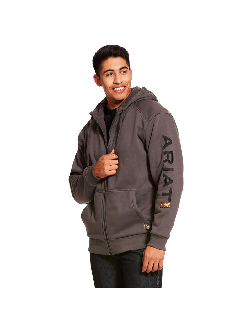 Sweat à Capuche Ariat Rebar All-Weather Full Zip Grise Homme | YZY-98869526