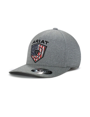 Casquettes Ariat Usa flag shield logo Grise Homme | SZL-86434386