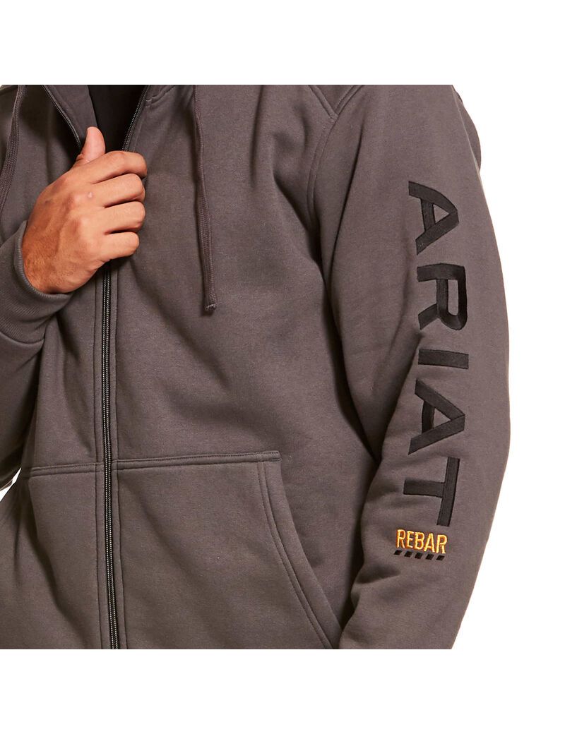 Sweat à Capuche Ariat Rebar All-Weather Full Zip Grise Homme | YZY-98869526