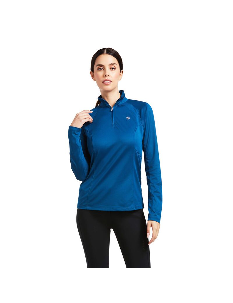 Hauts Ariat Sunstopper 2.0 1/4 Zip Bleu Femme | OSV-31436690