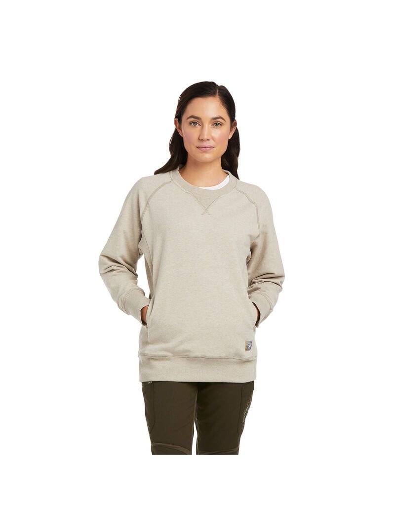 Sweats Ariat Rebar Workman Washed Fleece Beige Femme | THU-71276274