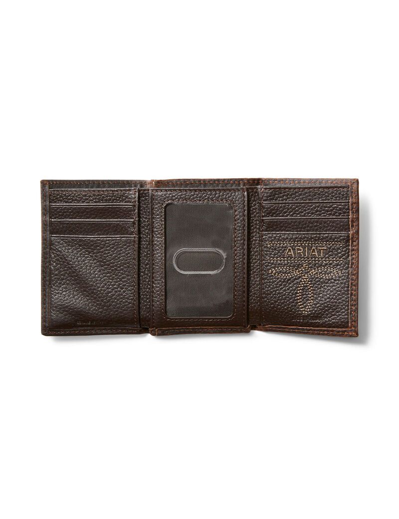 Portefeuilles Ariat Trifold Stacked Logo Marron Homme | ZMH-97004564