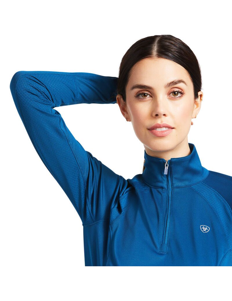 Hauts Ariat Sunstopper 2.0 1/4 Zip Bleu Femme | OSV-31436690