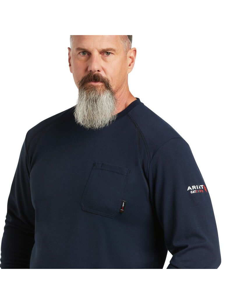 Chemises Ariat FR Max Protect Inherent Bleu Marine Homme | PPP-75368040