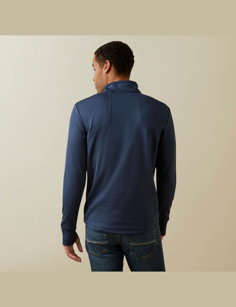 Couches Intermédiaires Ariat Team Gridwork 1/4 Zip Bleu Marine Homme | MTP-25703686