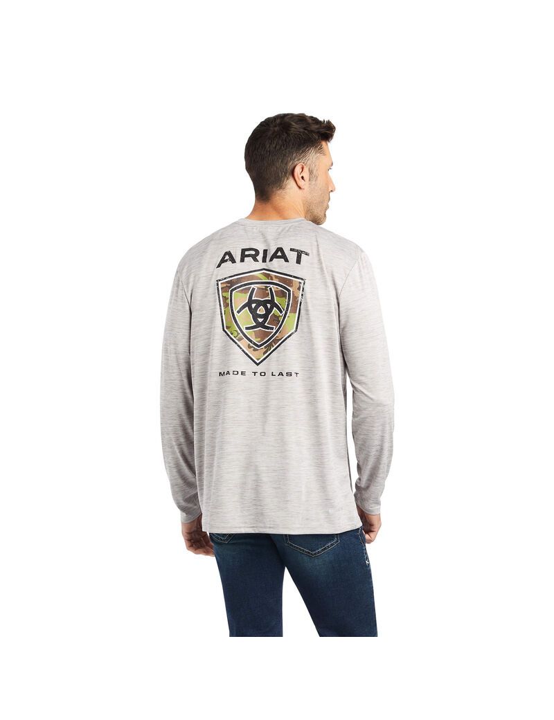 T Shirts Ariat Charger Camo Shield Grise Clair Homme | FVZ-40298717