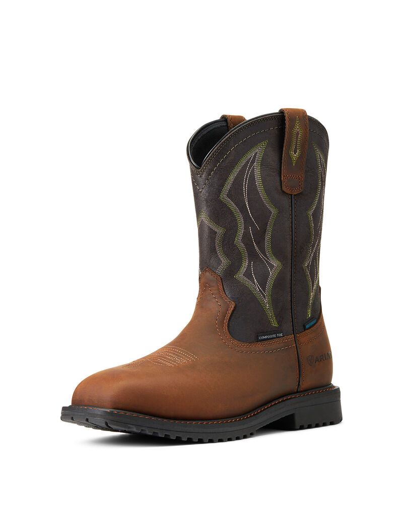 Bottes de Travail Ariat RigTek Larges Square Embout Imperméables Composite Embout Marron Homme | UVG-56973940