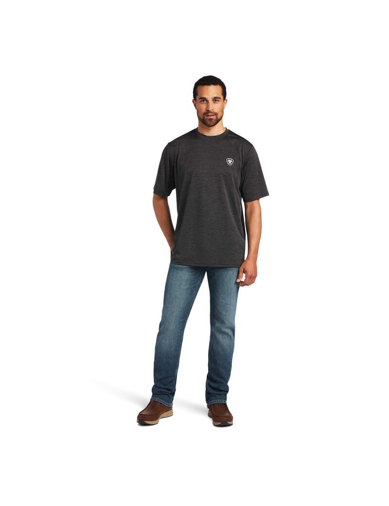 T Shirts Ariat Charger Vertical Flag Tee Grise Homme | HHS-25768834