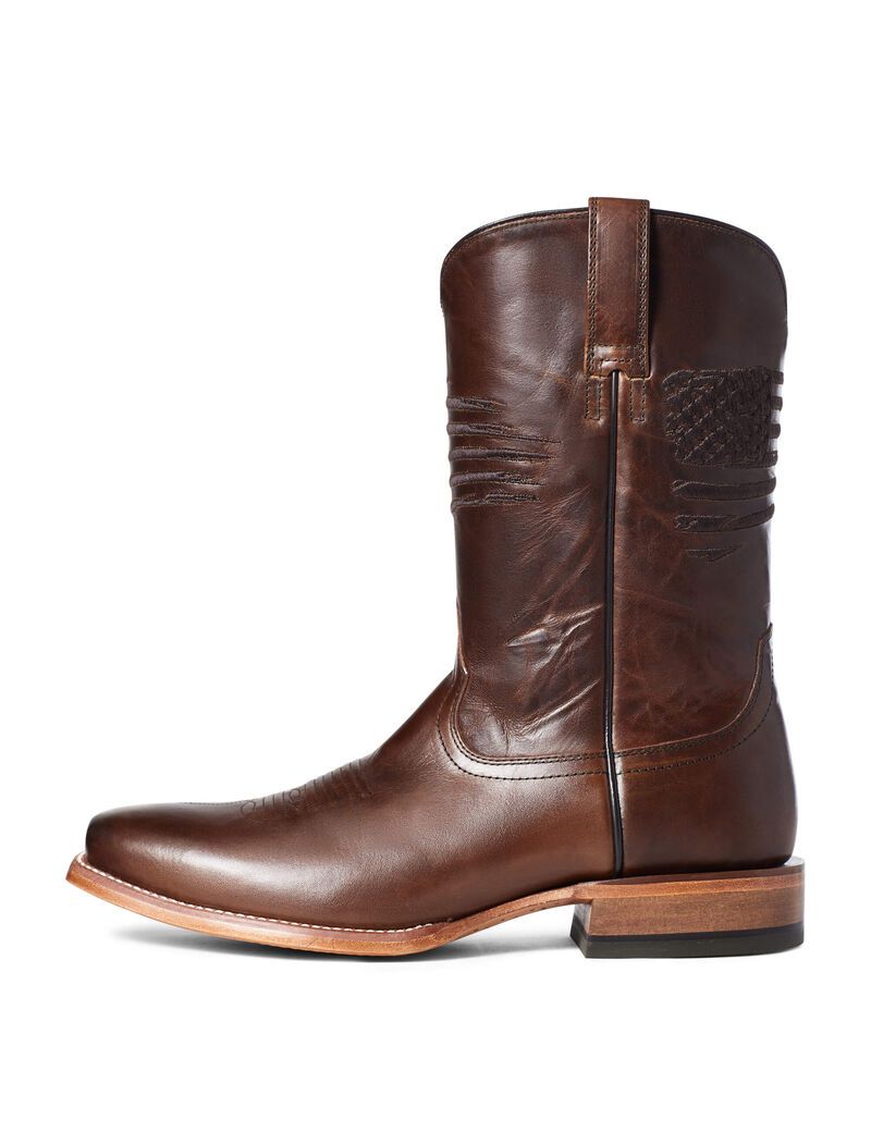 Bottes Western Ariat Circuit Patriot Square Embout Marron Homme | LPA-83616694