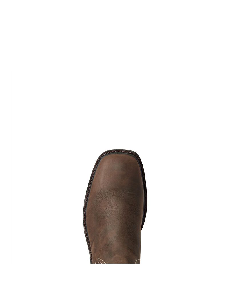 Bottes Imperméables Ariat Groundbreaker Chelsea Larges Square Embout Travail Marron Foncé Homme | AKO-11735571