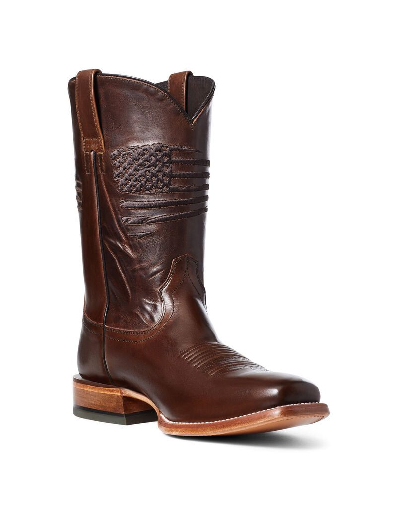 Bottes Western Ariat Circuit Patriot Square Embout Marron Homme | LPA-83616694