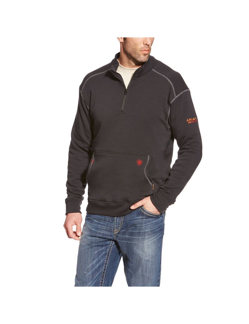 Hauts Ariat FR Polartec Fleece 1/4 Zip Noir Homme | MSO-65096734