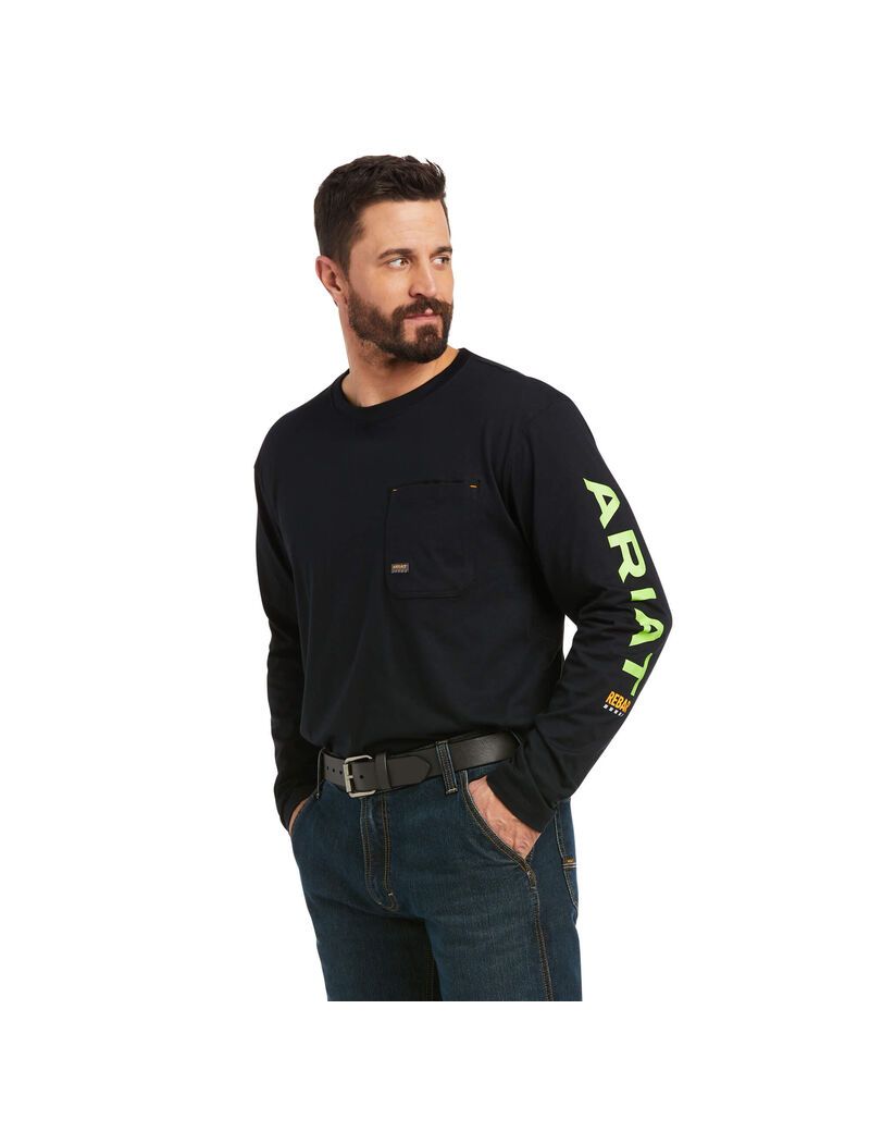 Vêtements De Travail Ariat Rebar Workman Logo Noir Vert Clair Homme | XMS-96413914