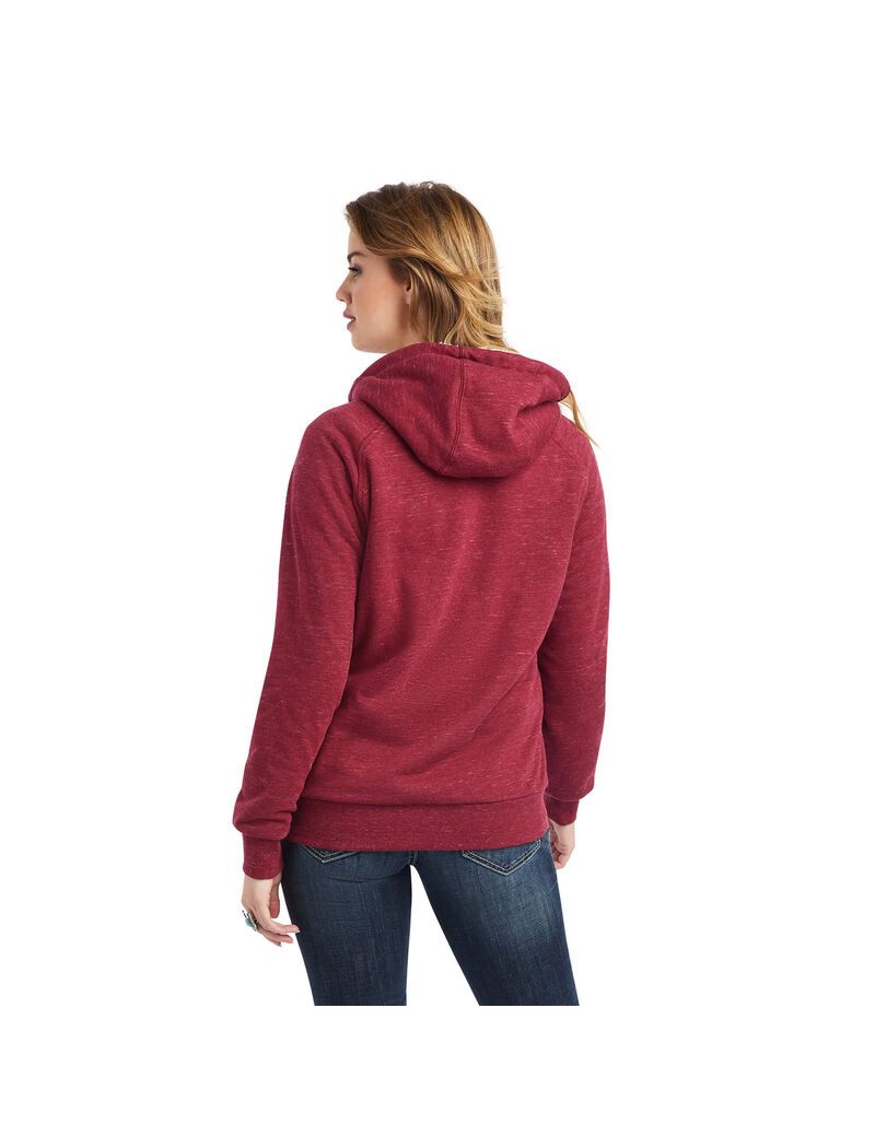 Sweat à Capuche Ariat REAL Sherpa Full Zip Rouge Femme | TRR-77253484