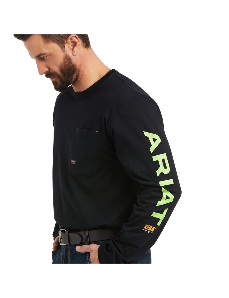 Vêtements De Travail Ariat Rebar Workman Logo Noir Vert Clair Homme | XMS-96413914