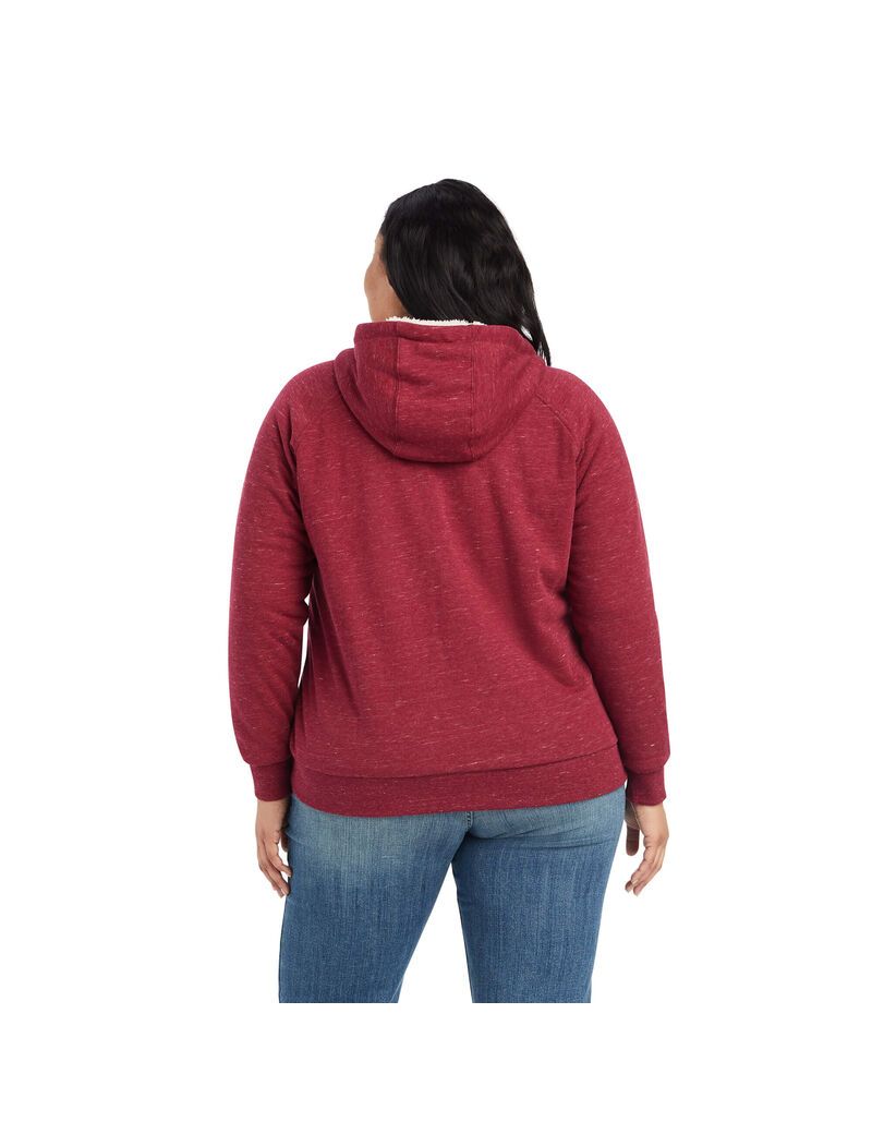 Sweat à Capuche Ariat REAL Sherpa Full Zip Rouge Femme | TRR-77253484