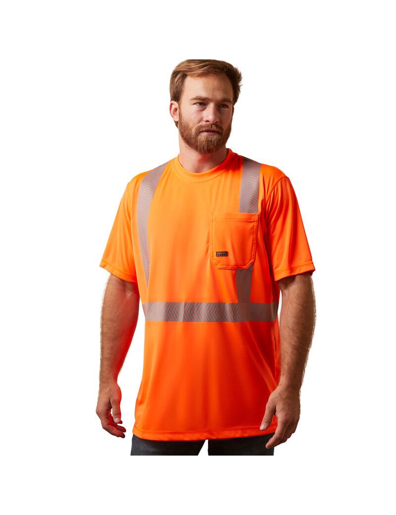 Vêtements De Travail Ariat Rebar Hi-Vis ANSI T Shirts Orange Homme | IWE-67346916