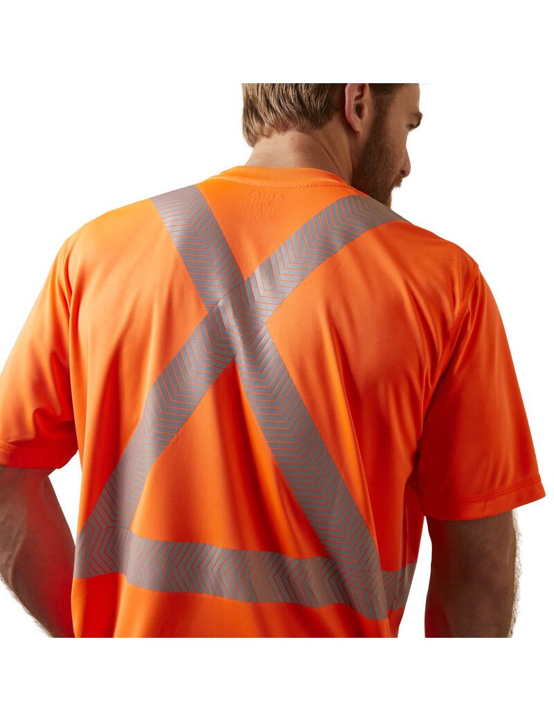 Vêtements De Travail Ariat Rebar Hi-Vis ANSI T Shirts Orange Homme | IWE-67346916